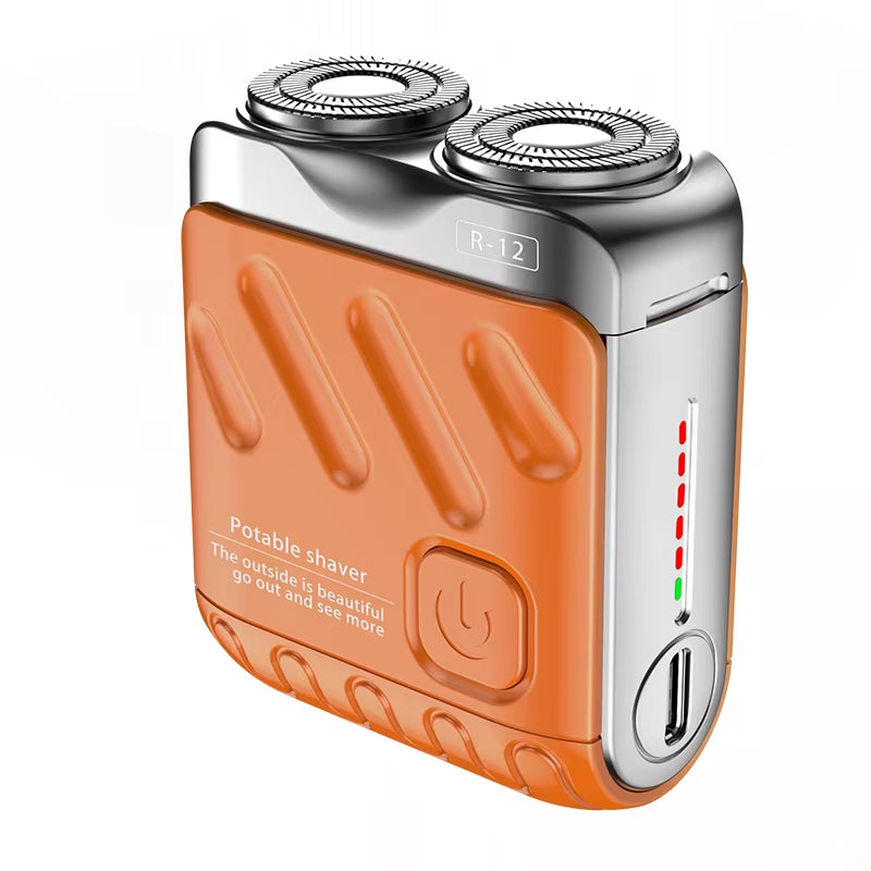 Mini Electric Shaver Dual Head Waterproof Type-C Rechargeable Shaver Travel Rotary Razor Men'S Portable Hair Beard Trimmer Tool