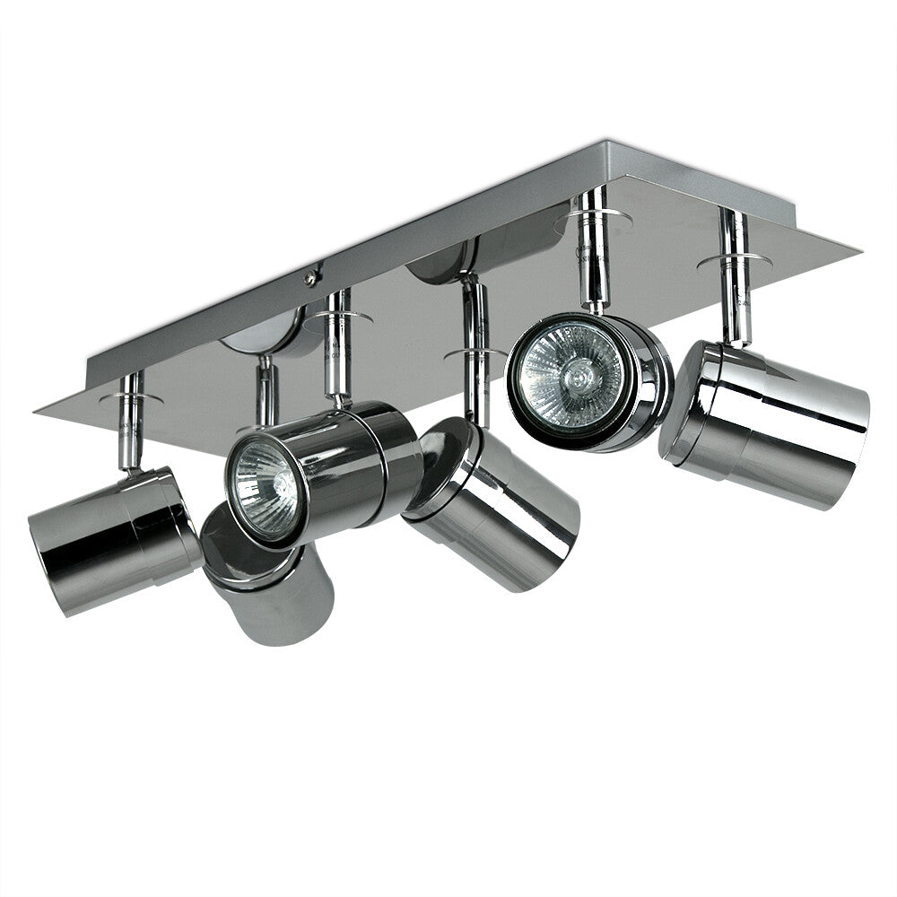 Adjustable 6 Way Ceiling Spotlight Kitchen Lounge Spot Light Lamp LED GU10 Bulbs