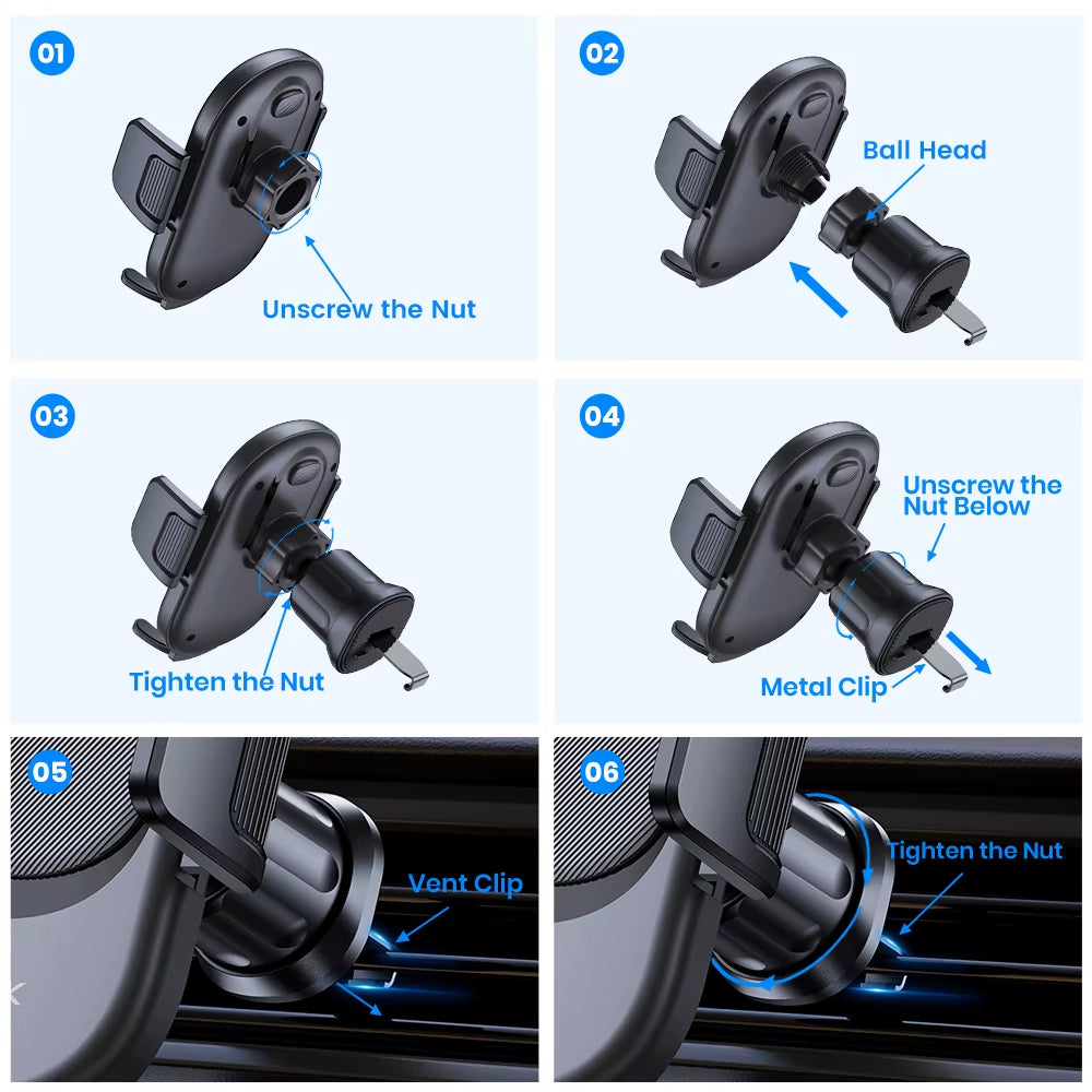 Phone Mount for Car Phone Holder Cell Phone Holder Hands Free Phone Stand for Car Vent Phone Mount Fit Smartphone Universal