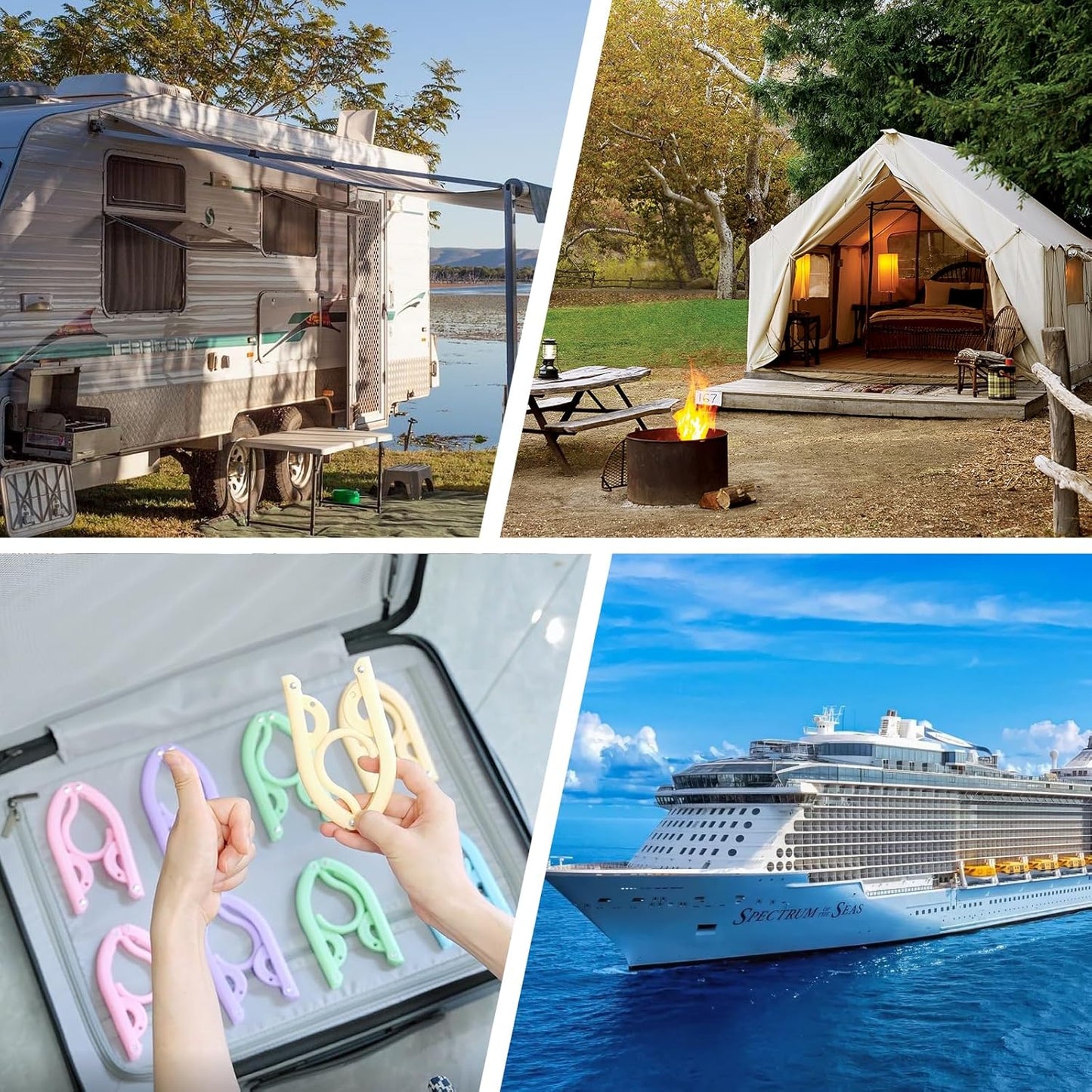 10 Pcs Plastic Travel Hangers - Portable Foldable Clothes Drying Rack for Travel