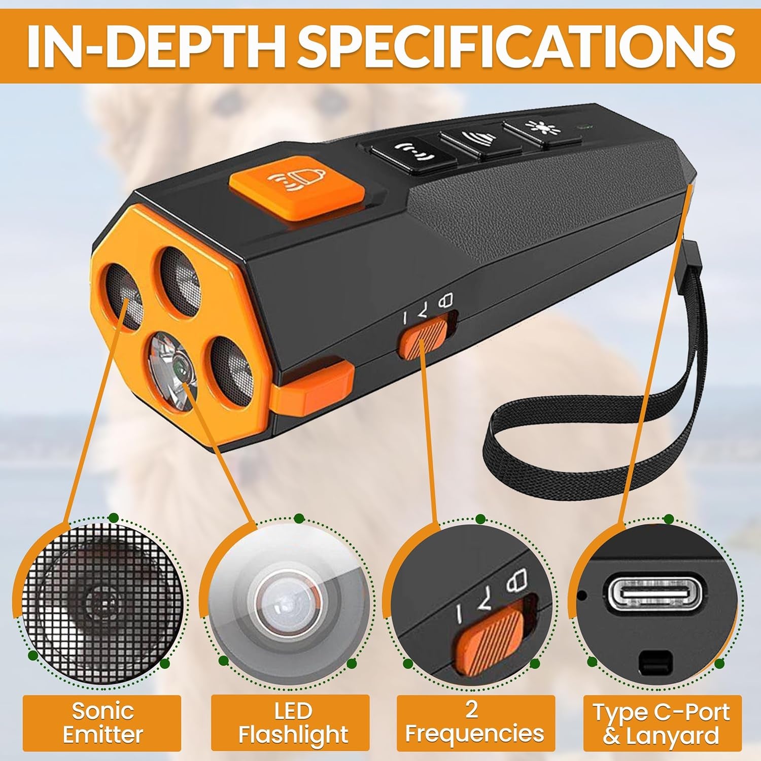 PNG Dog Bark Deterrent Device | anti Barking Device for Dogs | Dog Training & Behavior Aids | Ultrasonic Bark Stopper with LED Flashlight | Dog Whistle to Stop Barking Neighbors Dog