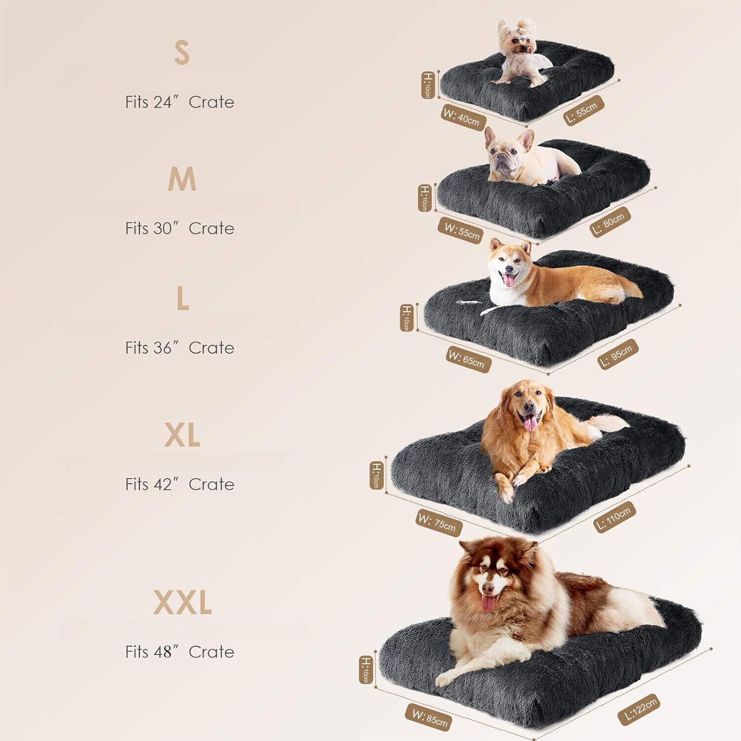 Dog Bed Soft Pet Cushion Large Dog Crate Puppy Cat Mattress Washable Pad Mat Xl