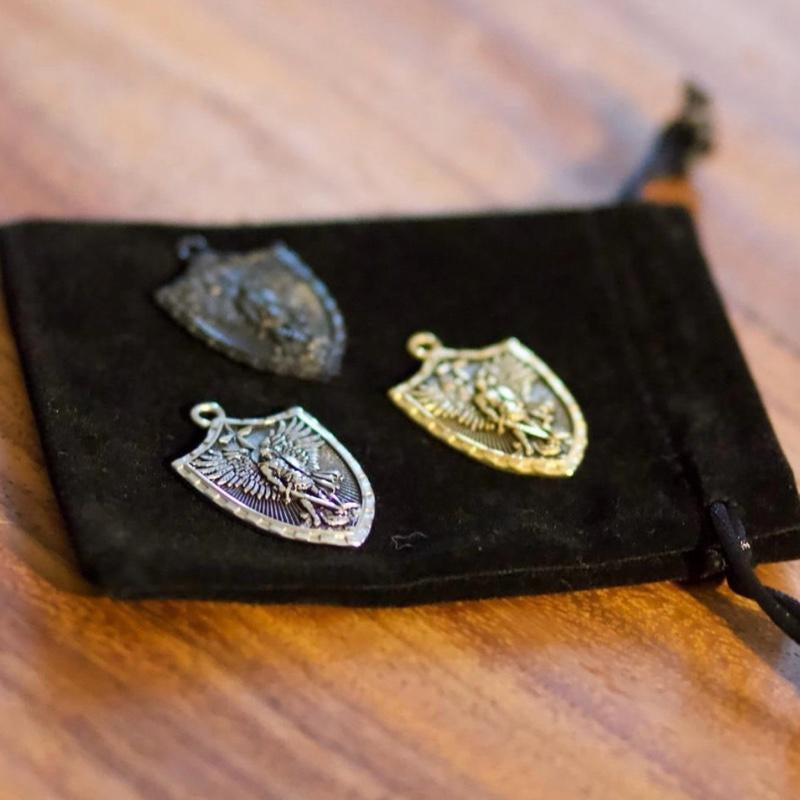 Michael the Archangel Psalm 27:1 Engraved Shield Necklace with Men’S Stainless Steel Chain