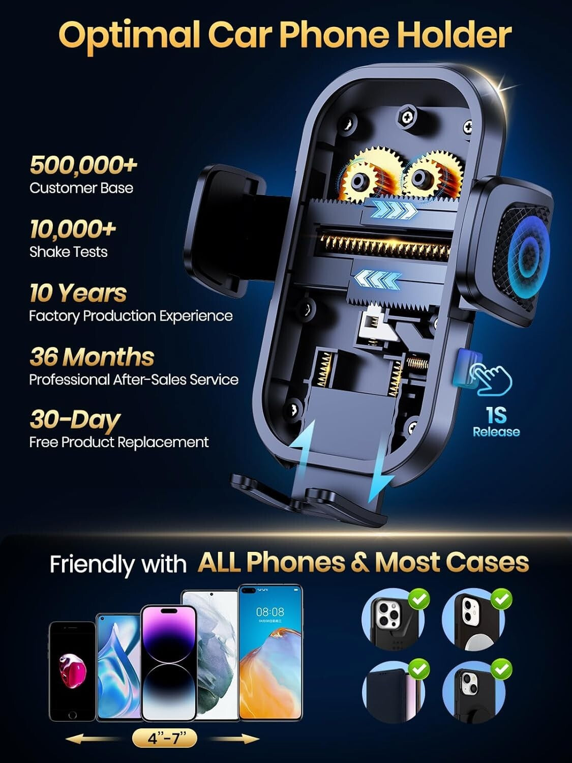 TOPK Car Phone Holder, Phone Holder for Cars Dashboard/Wind