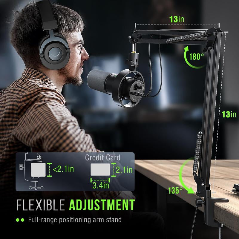 FIFINE K688CT USB/XLR Dynamic Podcast Microphone – Pro Mic Kit with Adjustable Boom Arm, Mute & Monitor for Streaming, Gaming, Vocal & Music Recording Audio, for PC Smartphone Mixer