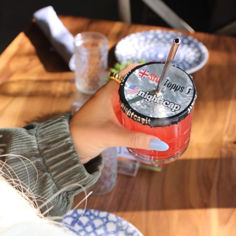 Nightcap Stoptopps Drink Spiking Prevention Sticker - Protect Your Drink - anti Spike Cover - Easy Peel Stick Seal - Disposable Lid for Solo Cup Sized Cups & Glasses