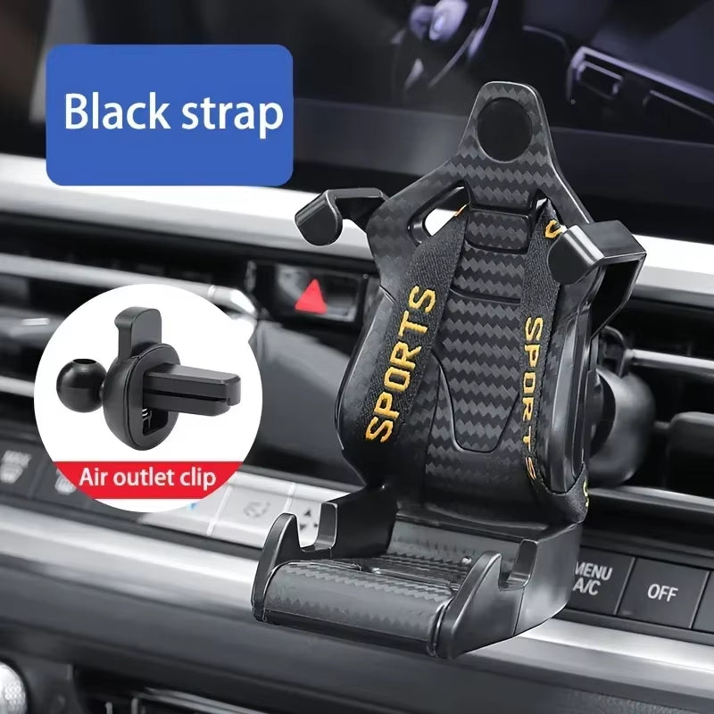 360 Carbon Fiber Pattern Racing Seat Shaped Car Phone Bracket GPS Support for Different Phone Models Air Vent Universal Tools
