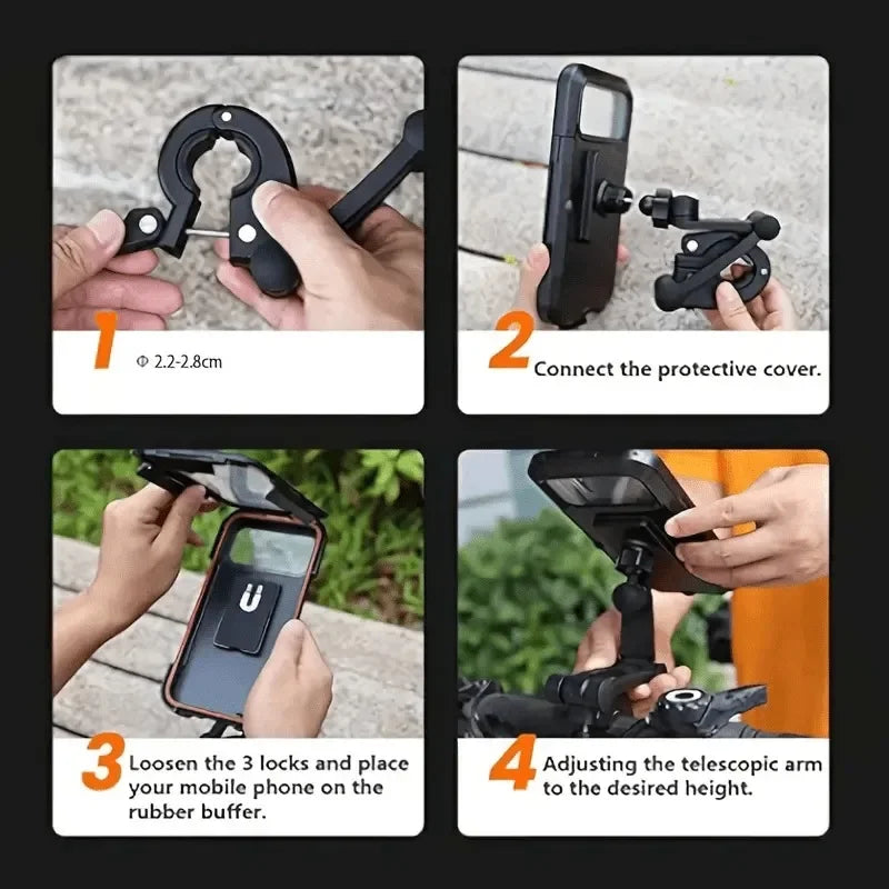 Waterproof Mobile Phone Holder for Motorcycle Bike Magnetic Cycling Phone Bag GPS 360° Swivel Adjustable Stand Phone Accessories