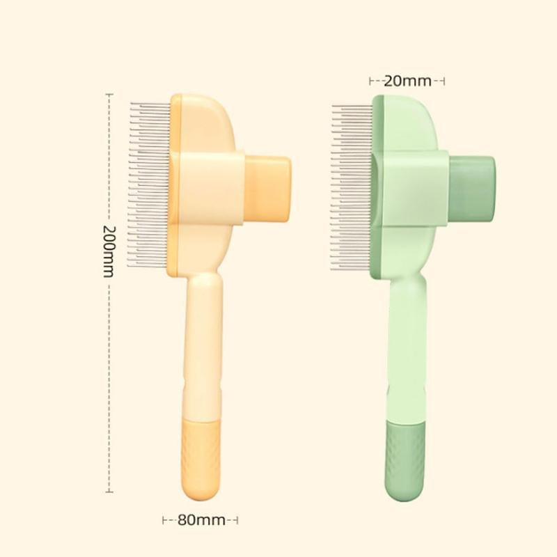 Pet Hair Removal Comb with Release Button for Cats and Dogs, De-Shedding Brush with Long & Short Stainless Steel Teeth for Efficient Hair Removal