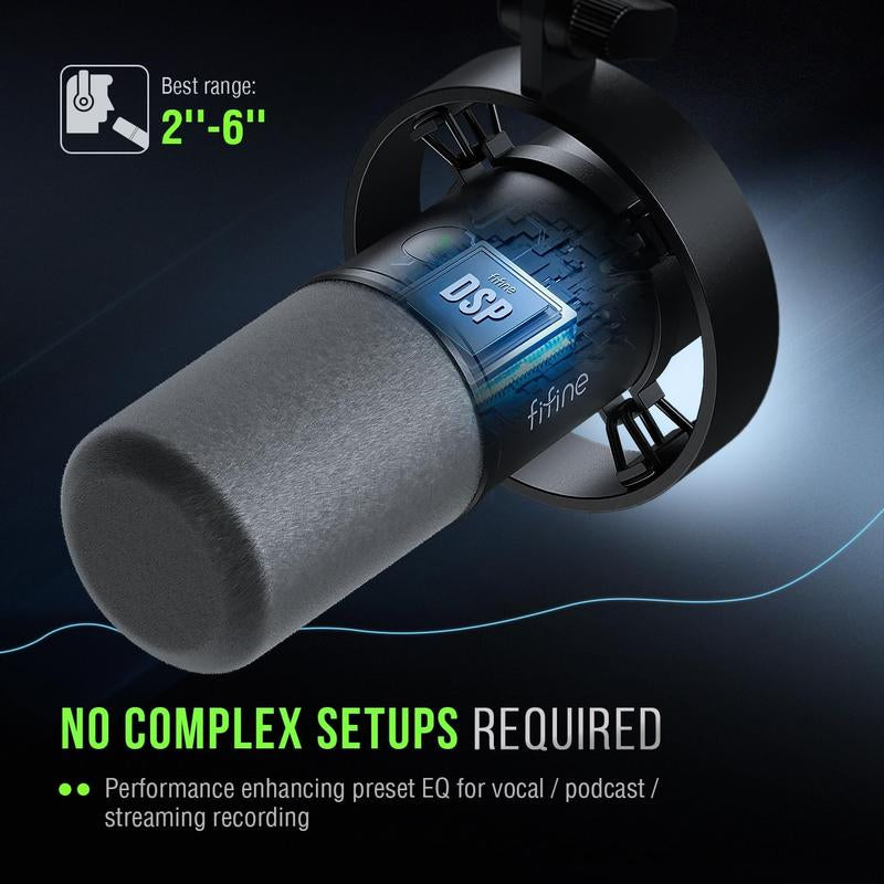 FIFINE K688CT USB/XLR Dynamic Podcast Microphone – Pro Mic Kit with Adjustable Boom Arm, Mute & Monitor for Streaming, Gaming, Vocal & Music Recording Audio, for PC Smartphone Mixer