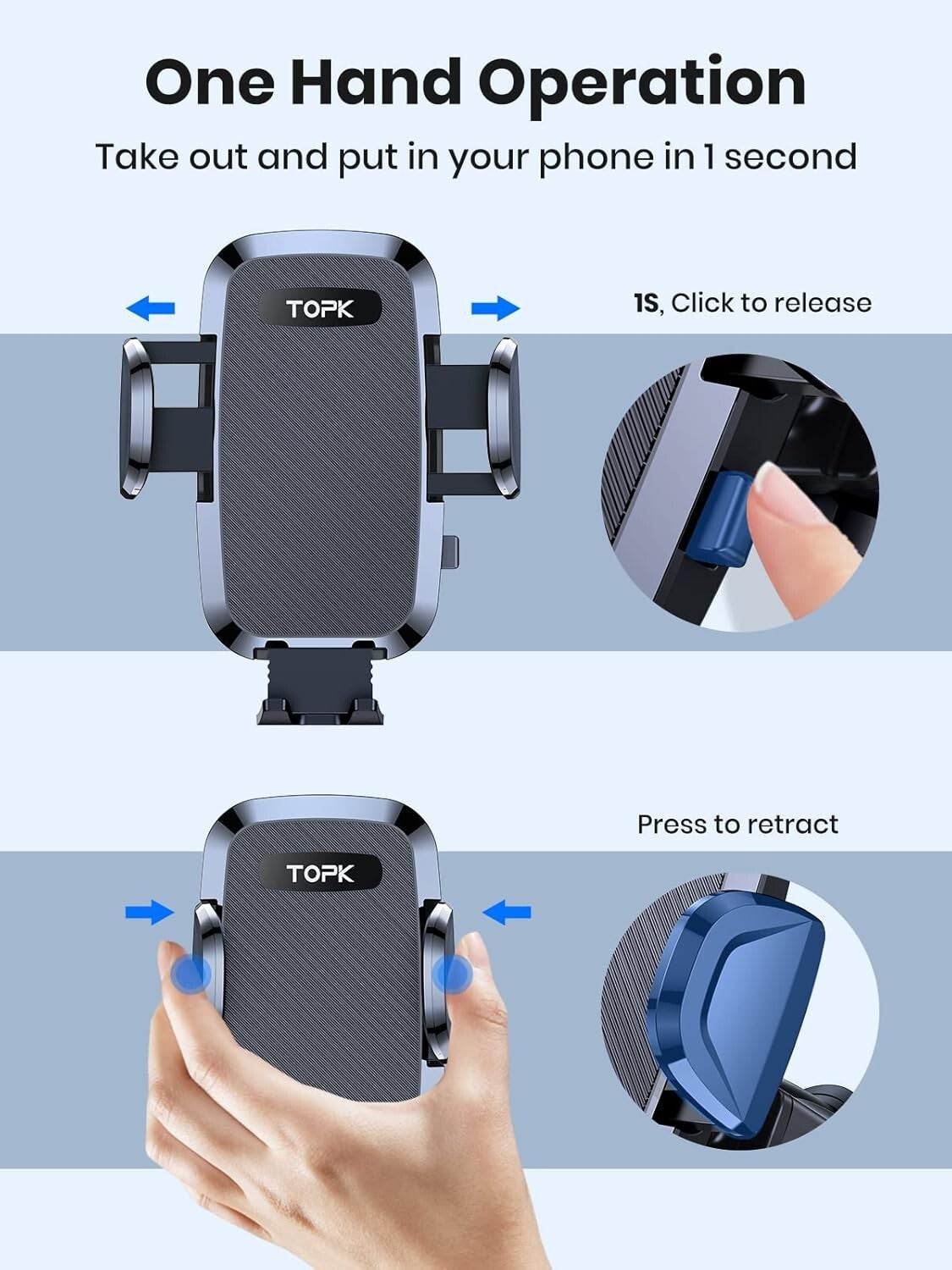 TOPK Car Phone Holder, Phone Holder for Cars Dashboard/Wind