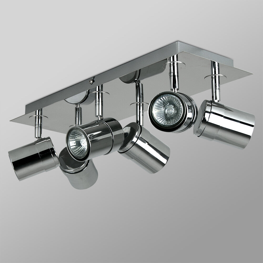 Adjustable 6 Way Ceiling Spotlight Kitchen Lounge Spot Light Lamp LED GU10 Bulbs