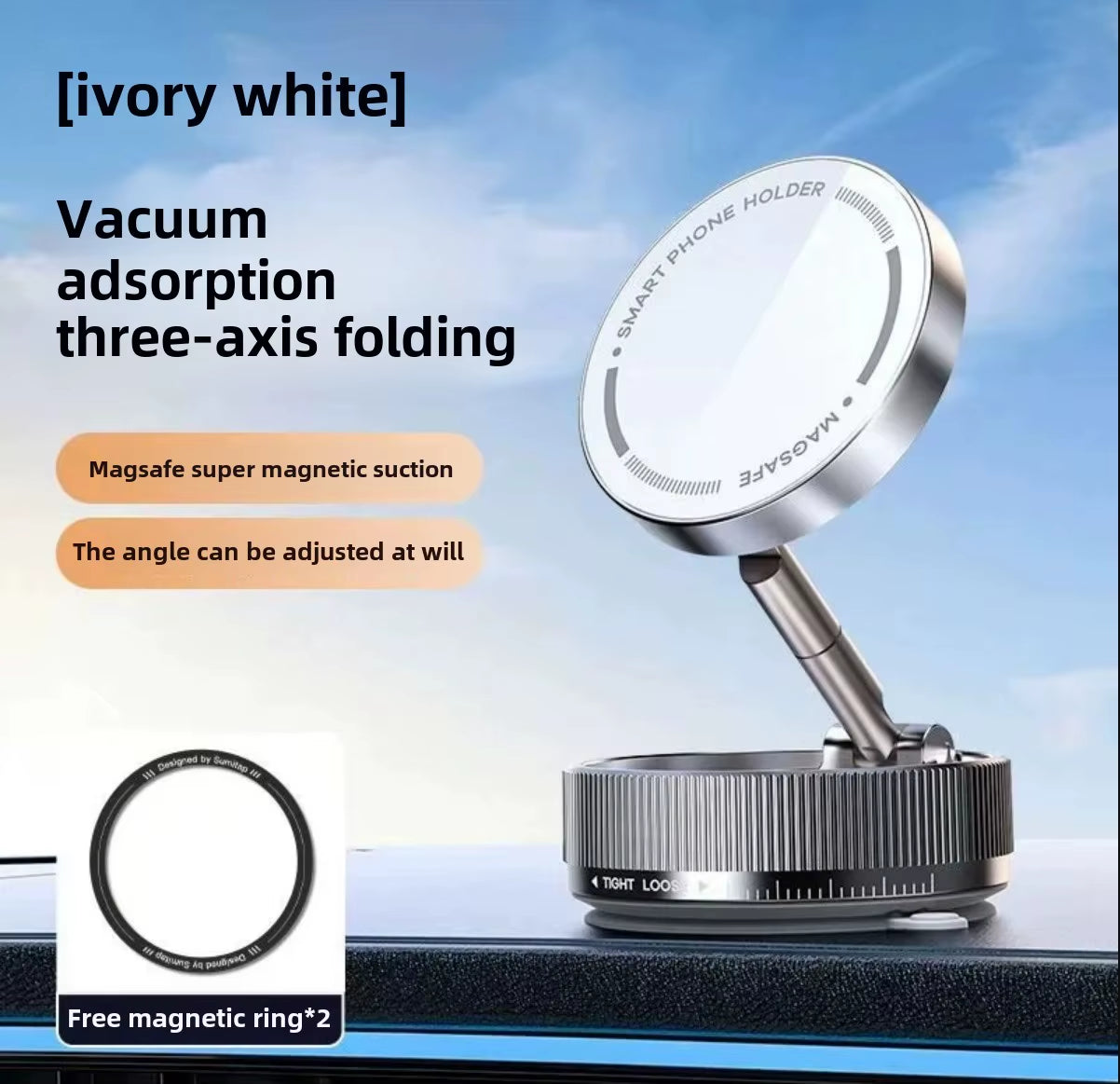 Car Mosuction Cup Magnetic Phone Holder Stand Adjustable Foldable Storage Vacuum Suction Phone Holder Universal for Phone