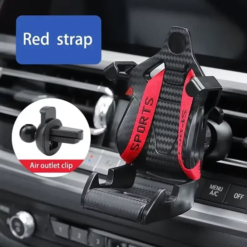 360 Carbon Fiber Pattern Racing Seat Shaped Car Phone Bracket GPS Support for Different Phone Models Air Vent Universal Tools