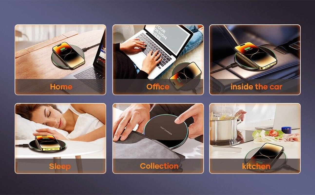 Fast Wireless Charger Charging Pad for Apple Iphone 16 & Samsung , Google Pixel