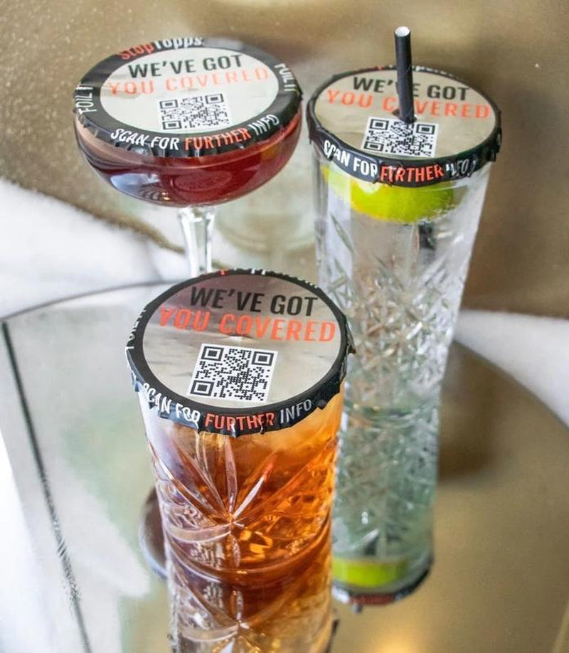 Nightcap Stoptopps Drink Spiking Prevention Sticker - Protect Your Drink - anti Spike Cover - Easy Peel Stick Seal - Disposable Lid for Solo Cup Sized Cups & Glasses
